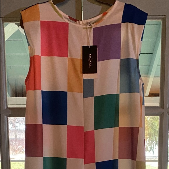 UOOZEE DESIGNER LONG ROMPER NWT Colorful Checkered Sleeveless, Wide Leg, Waist - Picture 4 of 6